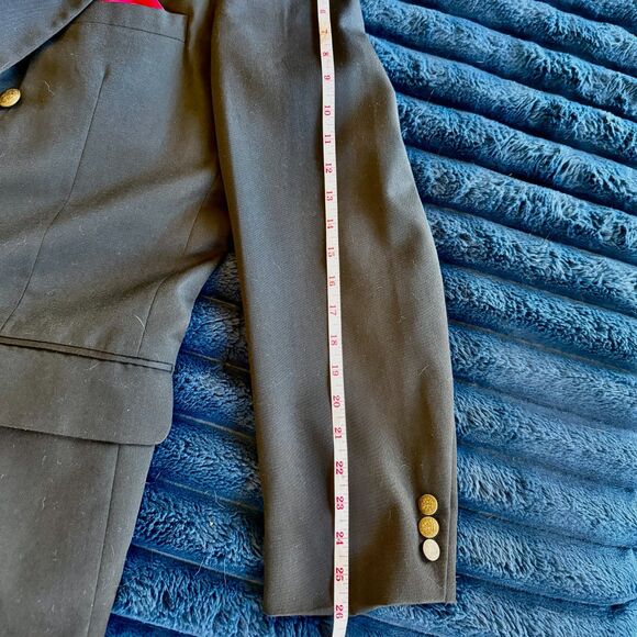 Oscar de la Renta Men’s Black Wool Blazer – 46L – Vintage Double Breasted - Picture 10 of 12